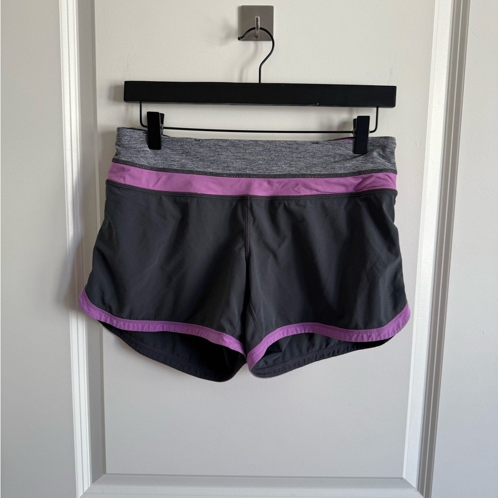Lululemon grey/purple speed up shorts